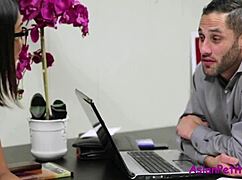 Sneaking dildo and getting fucked in office