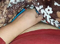 my stepsister massages my legs and i secretly masturbate under the blanket from her - lesbian illusion girls