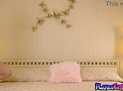 skinny big boobed blonde teen rachel presenting a passionate striptease