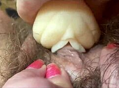 extreme closeup of hardcore clit orgasm on wet vagina