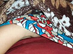 my stepsister massages my legs and i secretly masturbate under the blanket from her - lesbian illusion girls