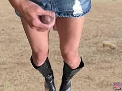 Climax With Anal Vibrator In Miniskirt And Boots