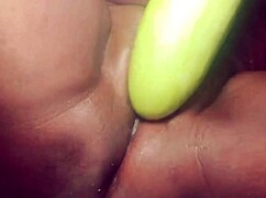 Village wife gets fucked by bottle gourd