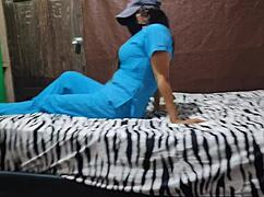 Sexy stepmom airs out her hot vagina while waiting in bed