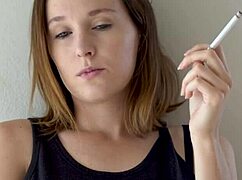 Hot brunette smoking tease