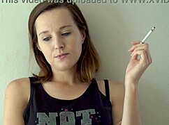Hot brunette smoking tease