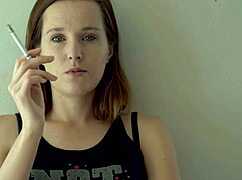 Hot brunette smoking tease