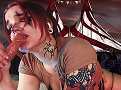 redhead cosplayer gives a nice throat session