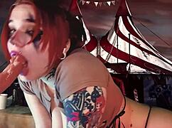 redhead cosplayer gives a nice throat session
