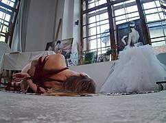Bound bride tied up for hidden footage