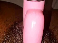 sexy ebony with creamy pussy having a fun time squirting all over