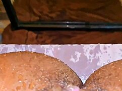 sexy ebony with creamy pussy having a fun time squirting all over