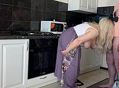 Stepmom with big tits took off skirt from big ass and jerked cock for blowjob and anal