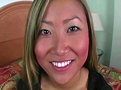 pierced asian babe gets her ass hammered by thick hard cock and a cumshot