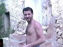 blonde girl gets fucked outdoors in countryside