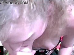 blonde girl gets fucked outdoors in countryside