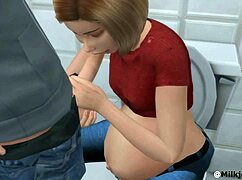 Animated fucking my pregnant gf in bathroom