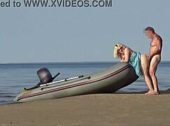 lady tourist and boatman fuck on beach