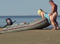 lady tourist and boatman fuck on beach