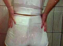 Wetlook shower in a top and shorts