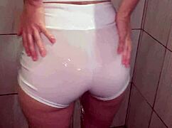 Wetlook shower in a top and shorts