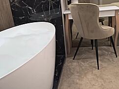 Fingering in luxury bubble bath