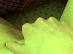 the brunette rubs her excited pussy on the pillow and plays with her nipples