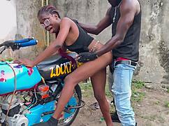 Outdoor Sex On Bike With Leather Jeans