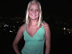 Young cute blonde teen 18+ girl is going to the dogging location for public sex orgy