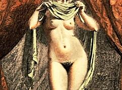 vintage erotic art piece displayed