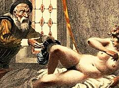 vintage erotic art piece displayed