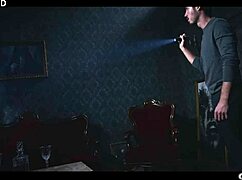 Two guys join vampire model for double penetration and anal creampie